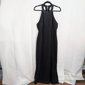 Vintage Black Evening Gown Maxi Dress Halter Wedding Formal Gala Size 11/12